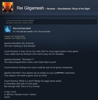 Illustration for article titled Bloodstained: Ritual Of The Night, As Told By Steam Reviews